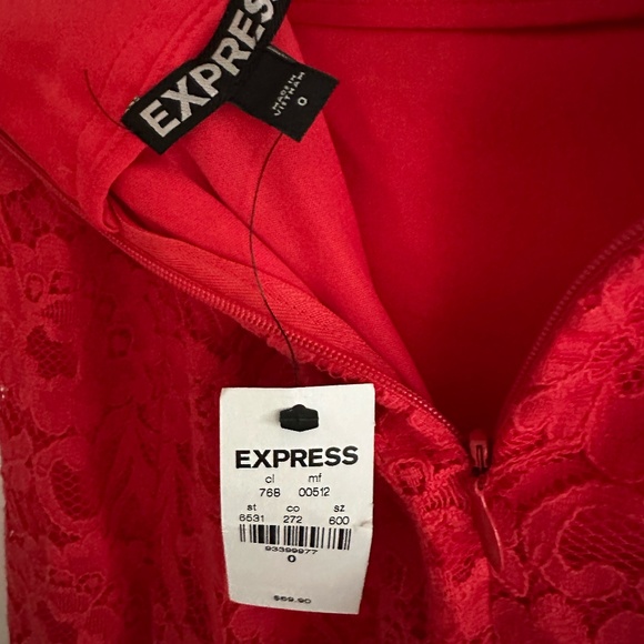 Express Red Lace High Waisted Midi Pencil Skirt NWT - Picture 9 of 12